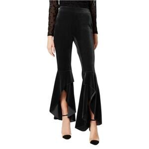 Inc Black Velvet Flared Pants Spilt Hem 90s Whimsigoth Witchy Goth Womens 12